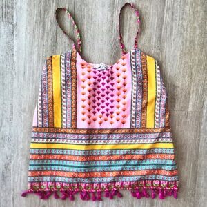 Colorful Boho Tank Top with Tassels